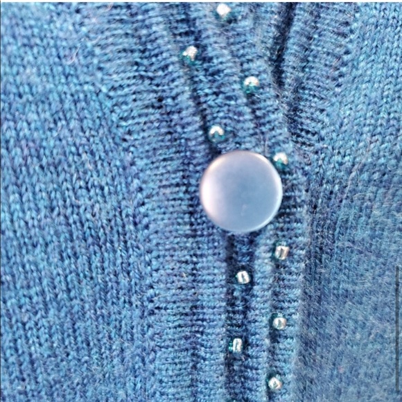 Strand Merino Wool Cardigan Sweater with Beaded Embellishments Medium - Picture 7 of 7